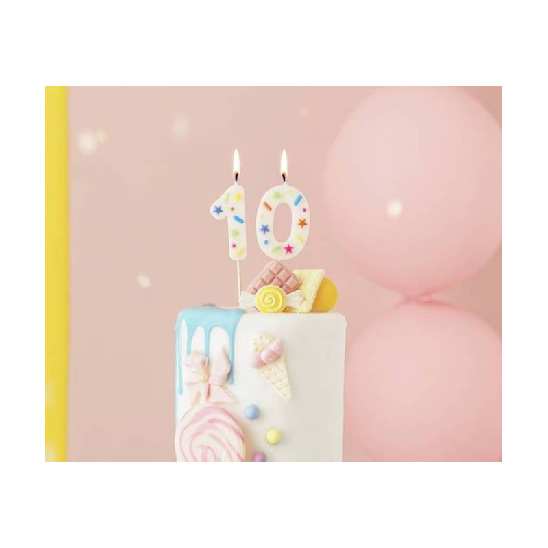 Vela Cumpleaños Número 0 Blanca Confeti