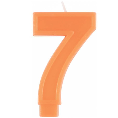 Vela Naranja Número 7 9 Cm De Fiesta