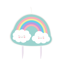 Vela Arcoíris Y Nube 8.5 Cm De Fiesta