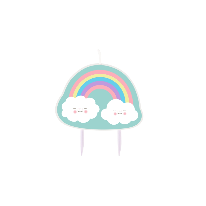Vela Arcoíris Y Nube 8.5 Cm De Fiesta