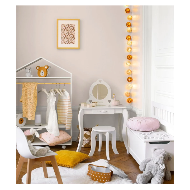 Tocador Con Taburete Estampado Blanco