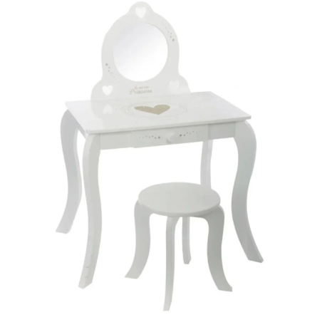 Tocador Con Taburete Estampado Blanco