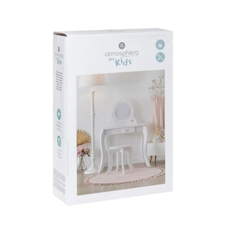 Tocador Con Taburete Estampado Blanco