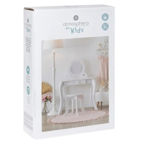 Tocador Con Taburete Estampado Blanco