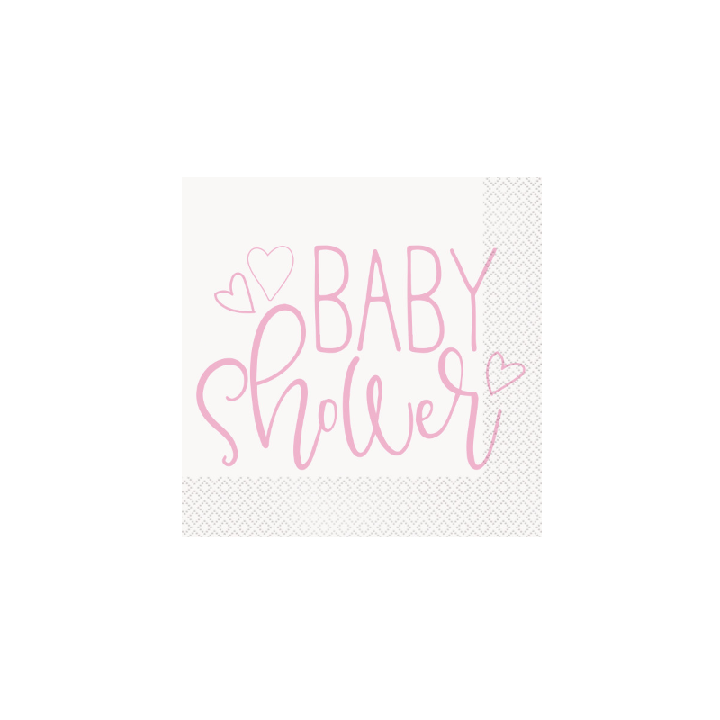 Servilletas Pink Hearts Baby Shower De Fiesta y Cumpleaños