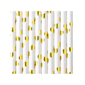 Pajitas Corazón Dorado 10 Uds De Cumpleaños y Fiesta