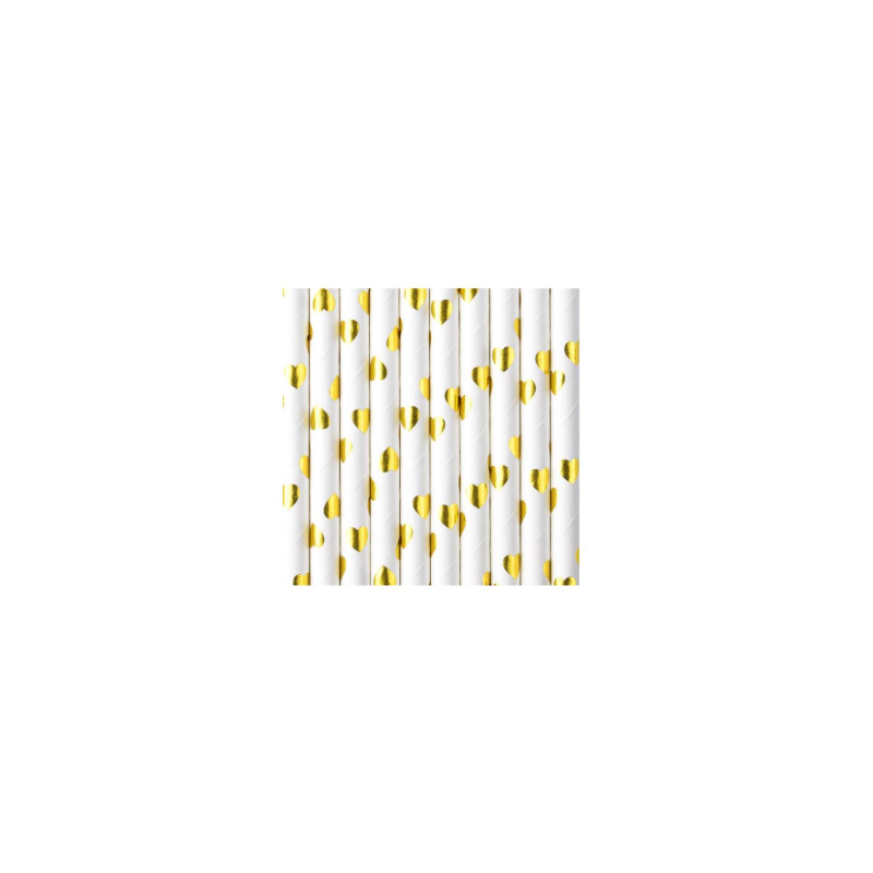 Pajitas Corazón Dorado 10 Uds De Cumpleaños y Fiesta