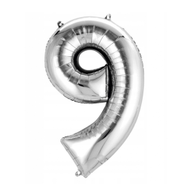 Globo De Helio Número 9 Plata De Fiesta Y Cumpleaños
