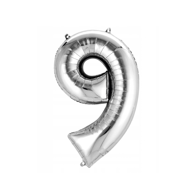 Globo De Helio Número 9 Plata De Fiesta Y Cumpleaños