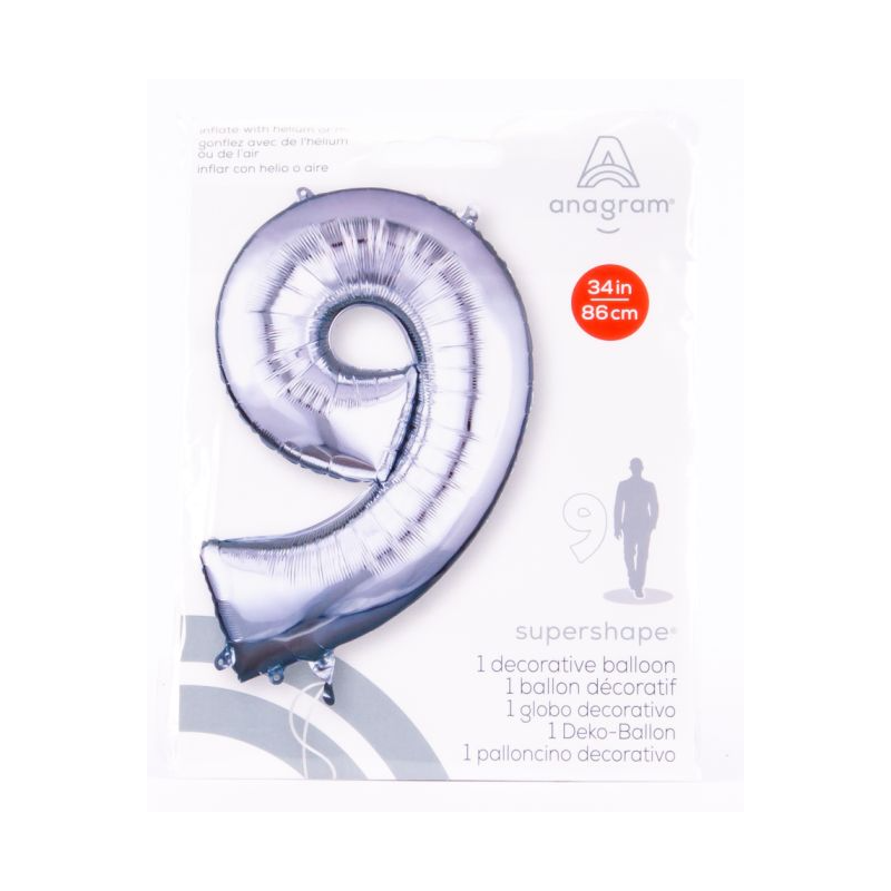 Globo De Helio Número 9 Plata