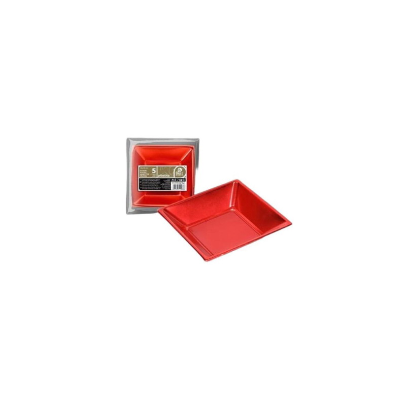 Platos Cuadrados Rojo De Fiesta Y Cumpleaños