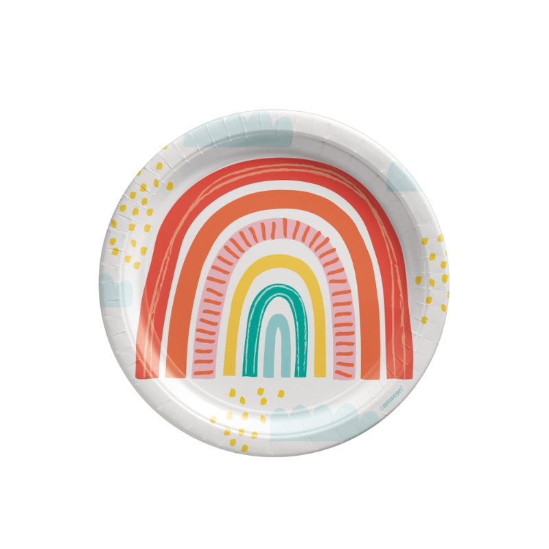 Platos Arcoíris Retro 23 Cm De Fiesta Y Cumpleaños