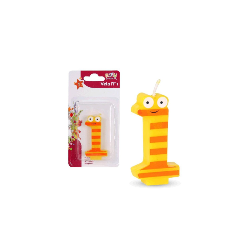 Vela Multicolor Con Ojos Nº 1 De Fiesta Y Cumpleaños