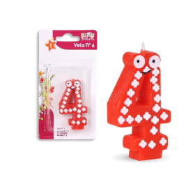 Vela Multicolor Con Ojos Nº 4 De Fiesta Y Cumpleaños