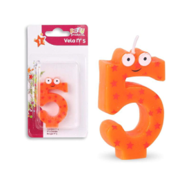 Vela Multicolor Con Ojos Nº 5 De Fiesta Y Cumpleaños