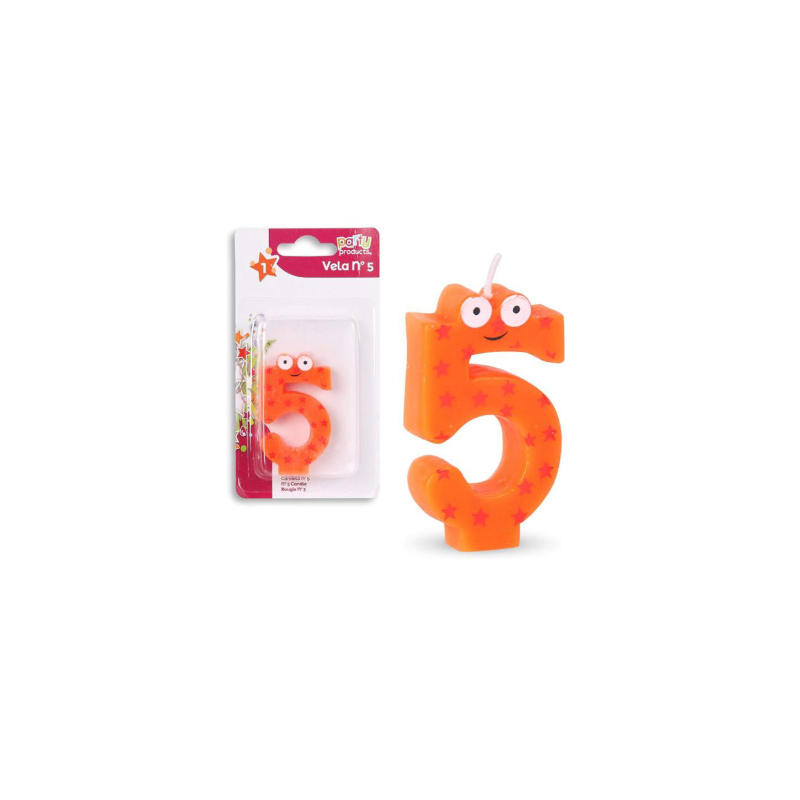 Vela Multicolor Con Ojos Nº 5 De Fiesta Y Cumpleaños