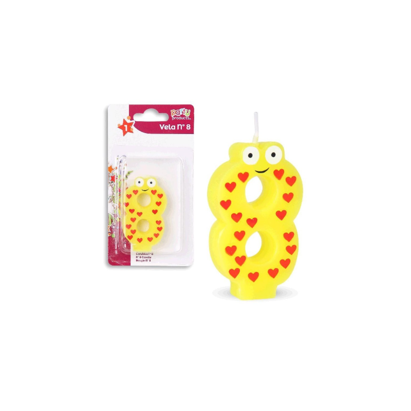 Vela Multicolor Con Ojos Nº 8 De Fiesta Y Cumpleaños
