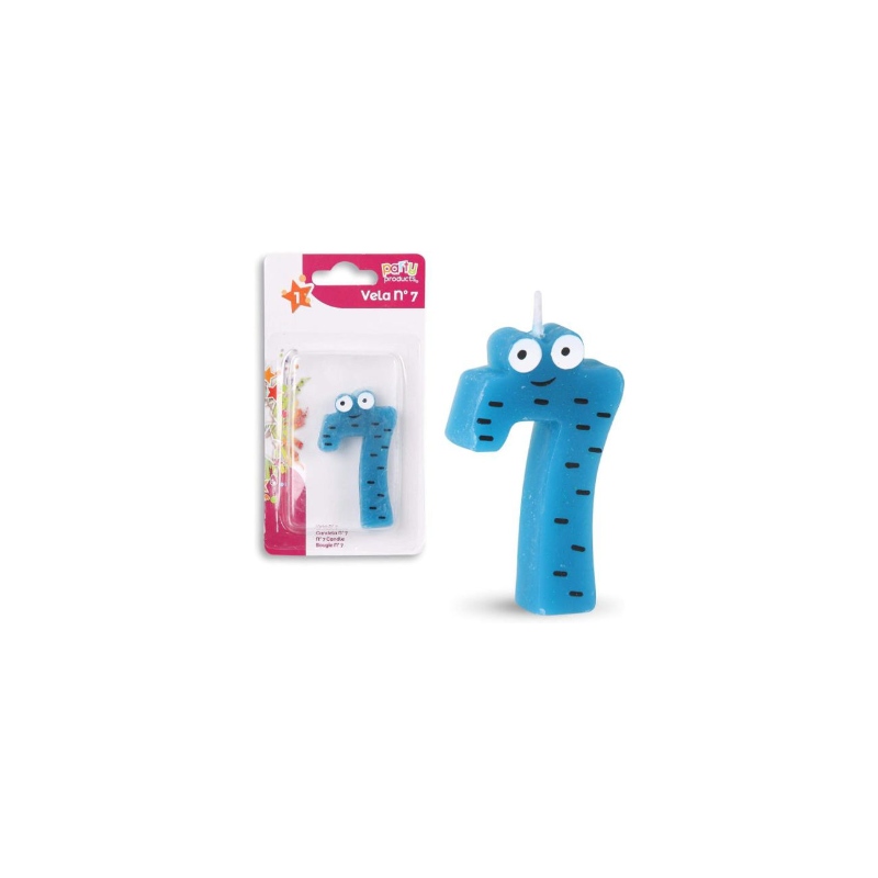 Vela Multicolor Con Ojos Nº 7 De Fiesta Y Cumpleaños