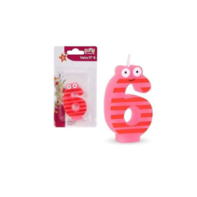Vela Multicolor Con Ojos Nº 6 De Fiesta Y Cumpleaños
