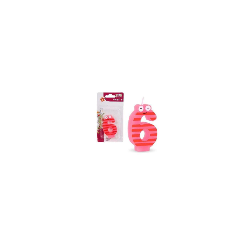 Vela Multicolor Con Ojos Nº 6 De Fiesta Y Cumpleaños