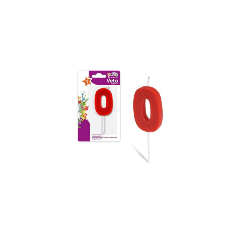 Vela Color Rojo Nº 0 De Fiesta Y Cumpleaños