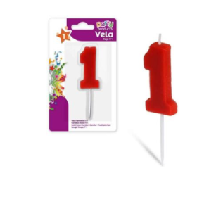 Vela Color Rojo Nº 1 De Fiesta Y Cumpleaños