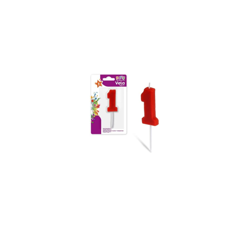 Vela Color Rojo Nº 1 De Fiesta Y Cumpleaños