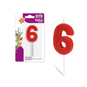 Vela Color Rojo Nº 6 De Fiesta Y Cumpleaños
