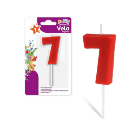 Vela Color Rojo Nº 7 De Fiesta Y Cumpleaños