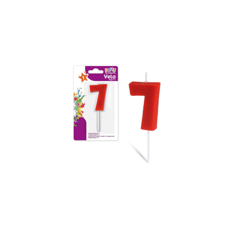 Vela Color Rojo Nº 7 De Fiesta Y Cumpleaños