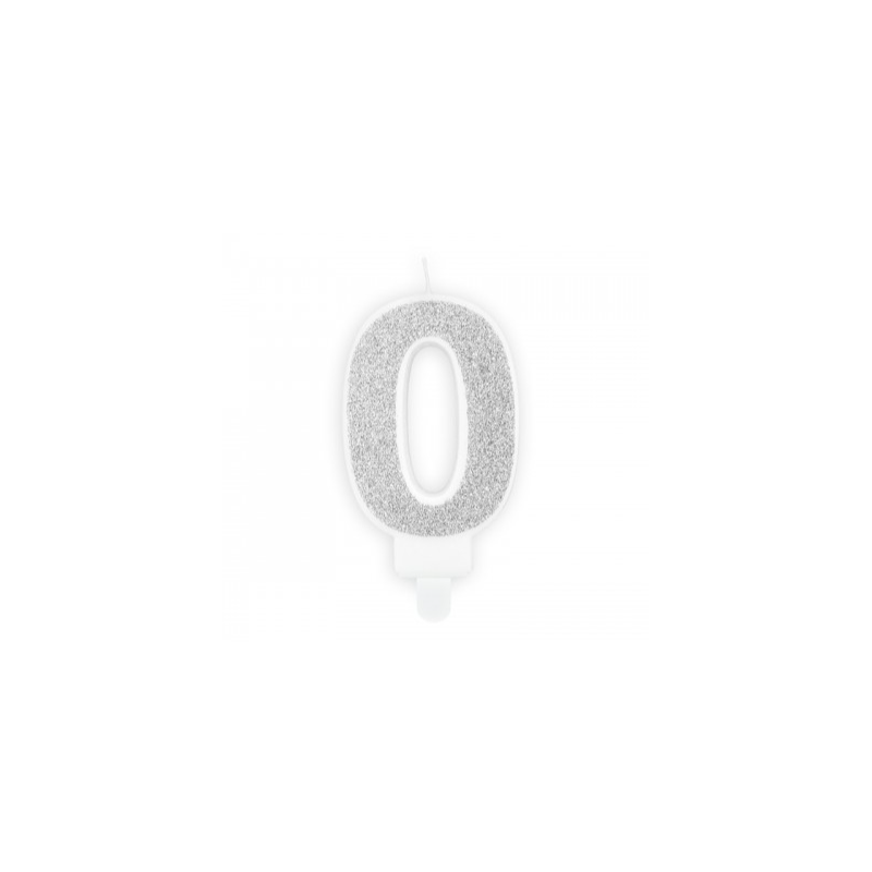 Vela Cumpleaños Plateada Brilla Nº 0