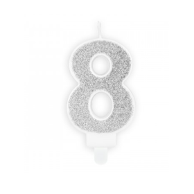 Vela Cumpleaños Plateada Brilla Nº 8 De Fiesta Y Cumpleaños 2