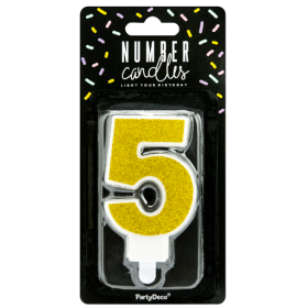 Vela Cumpleaños Dorada Brillante Nº 5