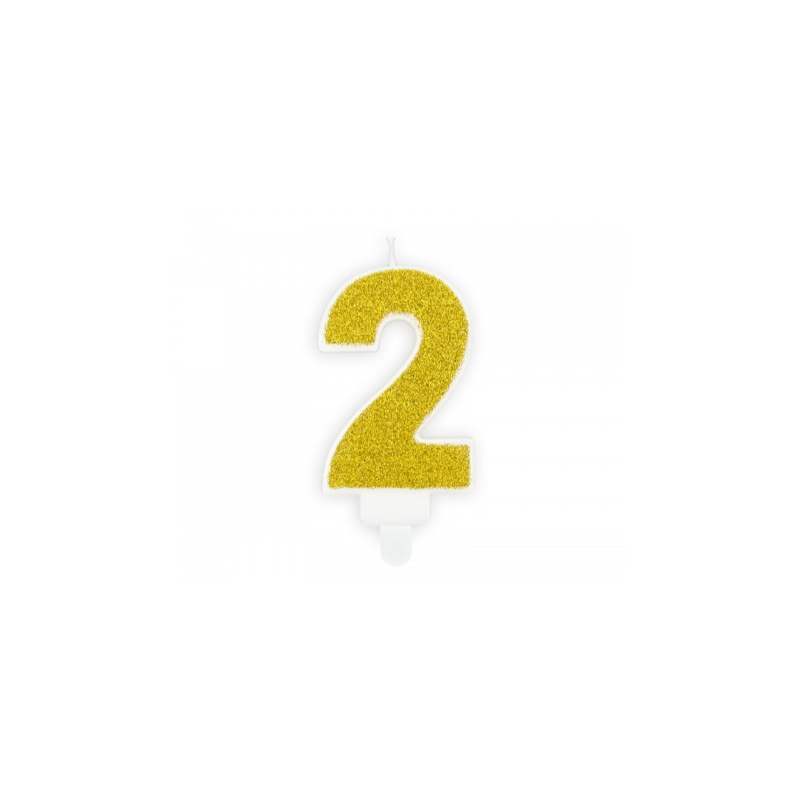 Vela Cumpleaños Dorada Brillante Nº 2