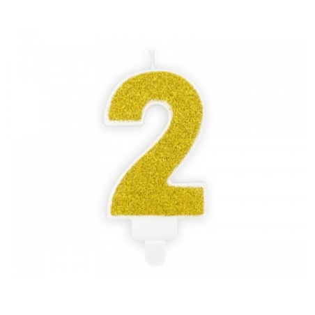 Vela Cumpleaños Dorada Brillante Nº 2
