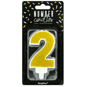 Vela Cumpleaños Dorada Brillante Nº 2 De Fiesta Y Cumpleaños