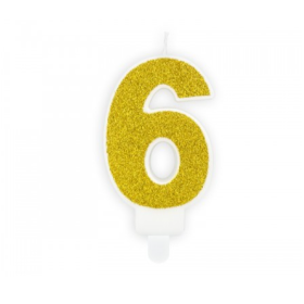 Vela Cumpleaños Dorada Brillante Nº 6 De Fiesta Y Cumpleaños 2