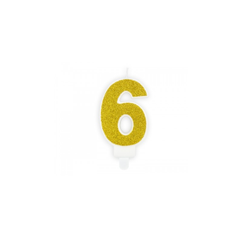 Vela Cumpleaños Dorada Brillante Nº 6