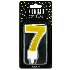 Vela Cumpleaños Dorada Brillante Nº 7 De Fiesta Y Cumpleaños