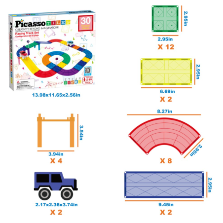 Picasso Tiles Pista De Carreras Magnetic