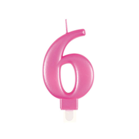 Vela de Cumpleaños Número 6 Rosa Metalizado De Fiesta Y Cumpleaños 2
