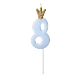 Vela Cumpleaños Número 8 Azul Claro De Fiesta Y Cumpleaños