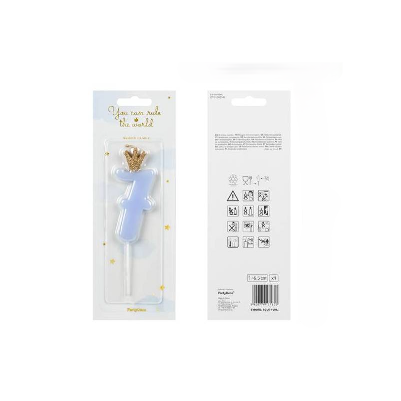 Vela Cumpleaños Número 7 Azul Claro