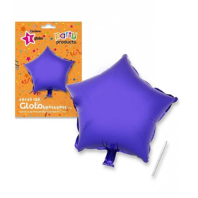 Globo Estrella Poliamida Lila + Tubito De Fiesta Y Cumpleaños