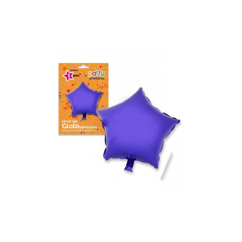 Globo Estrella Poliamida Lila + Tubito De Fiesta Y Cumpleaños