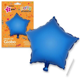 Globo Estrella Poliamida Azul + Tubito