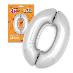 Globo Nº 0 Poliamida Color Plata  De Fiesta Y Cumpleaños