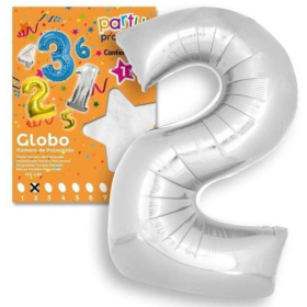 Globo Nº 2 Poliamida Color Plata De Fiesta Y Cumpleaños