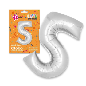 Globo Nº 5 Poliamida Color Plata De Fiesta Y Cumpleaños