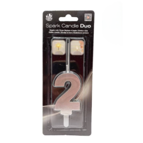 Bengala Vela Plata Número 2 De Fiesta Y Cumpleaños